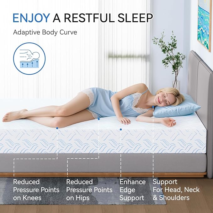 Twin Memory Foam Mattress, 10 Inch Cooling Gel Bed in a Box, Foam Mattress with Removable Cover No Fiberglass, Support Cool Night Sleep & Pressure Relief, Made in USA, White(75"*39"*10")