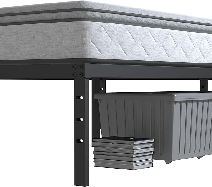 California King Bed Frames No Box Spring Needed, 14 Inch Heavy Duty Metal Platform Support Up to 3000 lbs with Steel Slat, Easy Assembly, Noise Free, Black