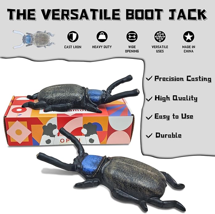 Earl Diamond Beetle Boot Jack, Boot Remover for Cowboy Boots, Boot Puller for Waders and Work Boots & Outdoor Muck Shoes