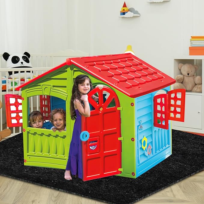 Outdoor Playhouse Mat - 53'' x 53'' Portable Outdoor Play House Activity Rug with Non Slip Backing Felt Outside Game House Play Mat Playhouse Pad Rug for Outside Home Floor