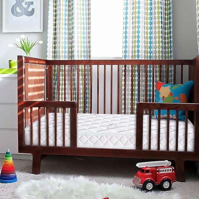 Premium Dual Sided Crib & Toddler Mattress,100% Knitted Fabric, Premium Fleece Surface-Hypoallergenic, 5" Thick Firm Soft Crib Mattress, Non-Toxic - Fits Standard Cribs & Toddler Beds