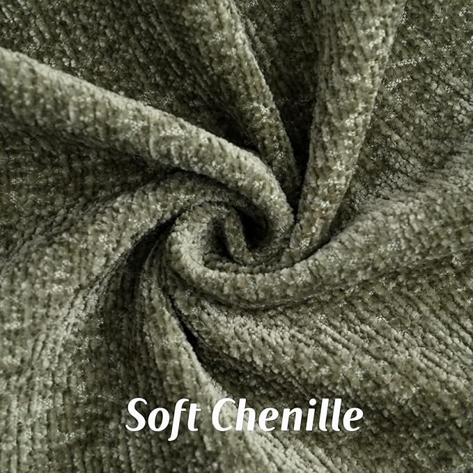 FUTEI Sage Green Chenille Throw Pillow Covers 16x16 Inch Set of 2,Soft Cozy Bound Edge Design Cushion Case,Home Decor for Couch Bed Living Room