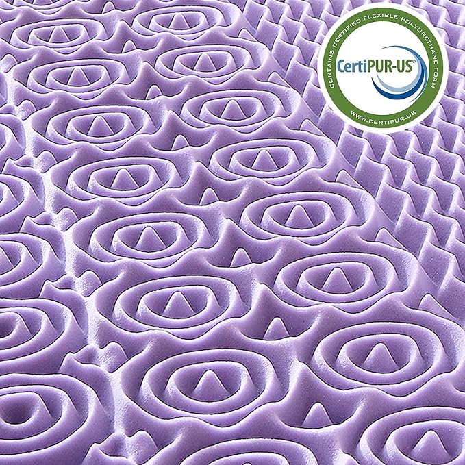 MUXHOMO 3.9 Inch 7-Zone Cal King Mattress Topper, Egg Crate Foam Mattress Topper Cal King Size for Back Pain, Lavender Cooling Gel Infused Bed Pad, CertiPUR-US and Oeko-TEX Certification (83"×71")