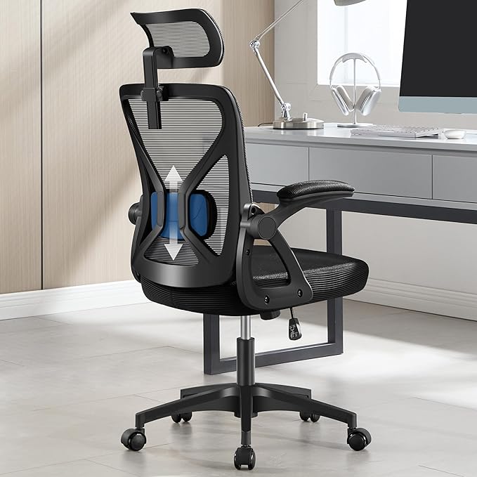 Office Chair,Ergonomic Desk Chair with Adjustable Lumbar Support,400 Lbs Mesh Computer Chair High Back with Adjustable Headrest for Home Office (Black)