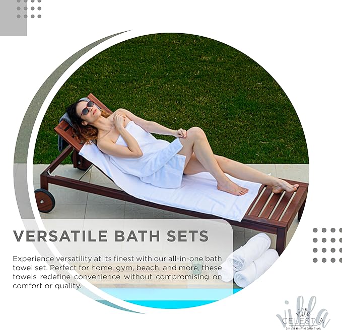 100% Combed Cotton Bathroom Towel Set of 8- 2 Bath Towels, 2 Hand Towels, 4 Wash Cloths, Sustainable, Soft, Highly Absorbent 8 Piece Cotton Bath Towel Set Ideal for Hotels, Spa, Bathroom, Dorm, Silver