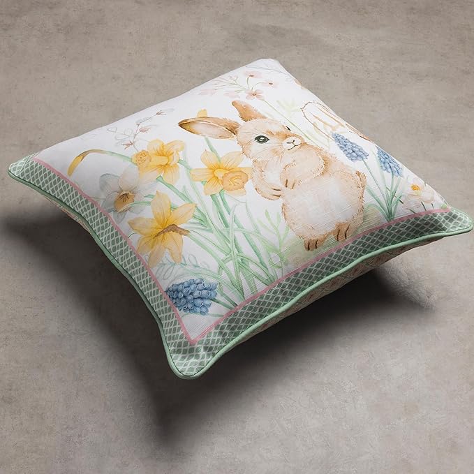 Maison d' Hermine Decorative Cushion Cover 100% Cotton 20"x20" Throw Couch Cover Washable Square Pillowcases with Invisible Zipper for Sofa, Couch, Bedroom, Easter Dew