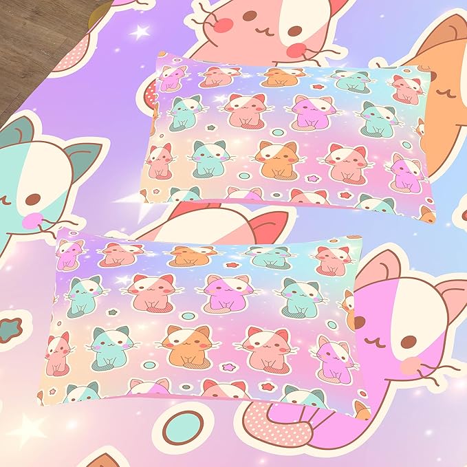 Tailor Shop Cat Girls Comforter Sets Queen Size,Cat Bedding Sets for Girls Kids Teens with 1 Pillowcase……