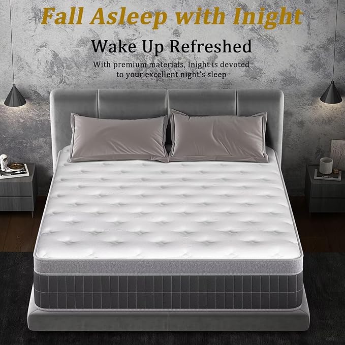 inight Twin Mattress 10 Inch, Individual Wrapped Pocket Springs Zoned Hybrid Mattress with Gel Memory Foam, Ergonomic Pressure Relief, Enhanced Edge Support, Breathable Comfort Night, 365-Night Trial