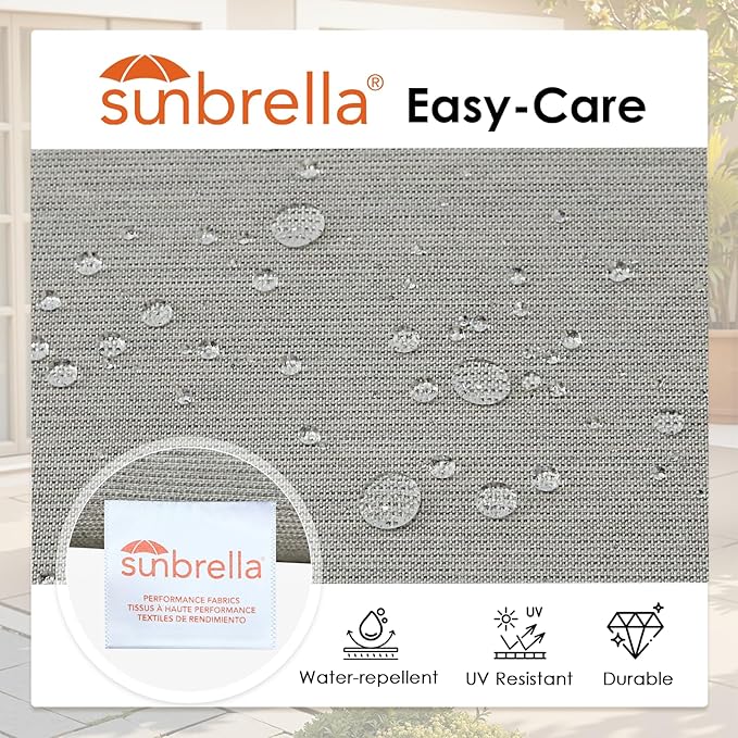Outdoor Sunbrella Cushions for Patio Furniture Set of 2, 24"x24" Water Repellent Chair Cushions Removable Seat Bottom & Back Cushion Covers for Chair, Sofa, Couch, Specrtum Pebble