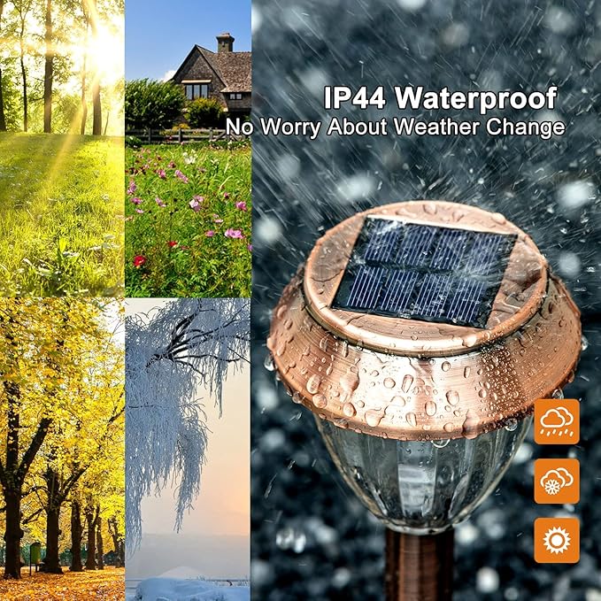 Solar Pathway Lights Outdoor Waterproof, 6 Pack Solar Outdoor Lights Bright Up to 12 Hrs, 15 Lumens Garden Light LED Landscape Lighting Stainless Steel Walkway Light, Warm White