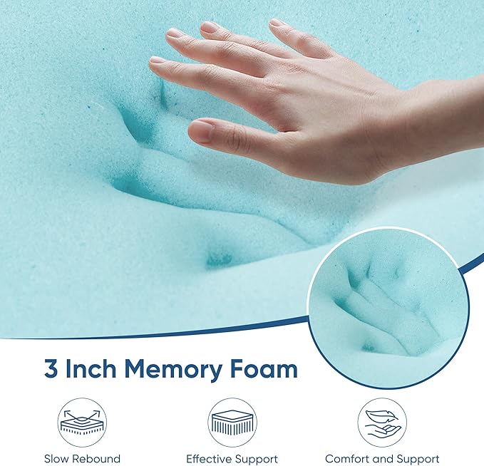 Memory Foam Mattress Topper Cal King Size, 3 Inch Gel Infused Cooling Mattress Pad with Breathable Bamboo Cover, Pressure Relief & Machine Washable Bed Topper 72"x84" Gray