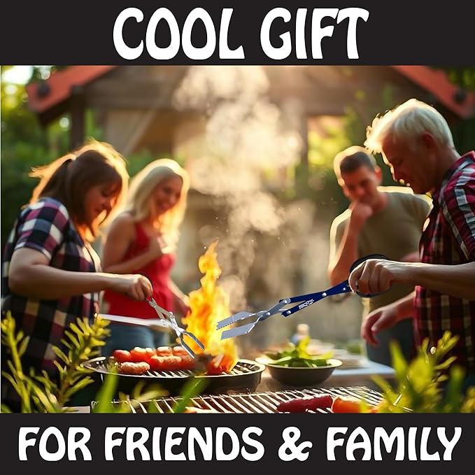 BBQ Croc 3-in-1 Barbecue Tool 15-inch - Pack of 2 - Extra Light Tongs, Spatula and Grill Scraper (Green) (15 inch Without Flashlight)