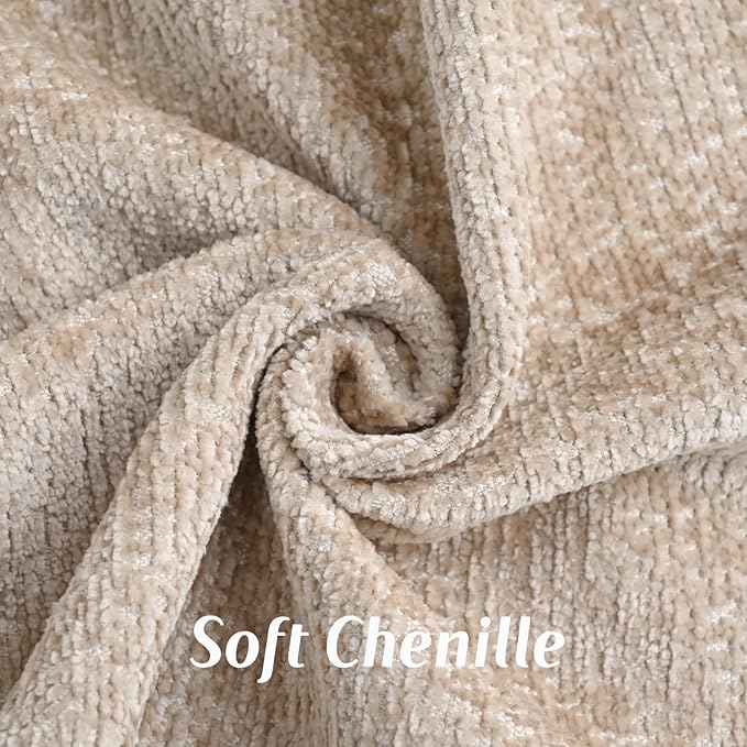 FUTEI Oatmeal Chenille Throw Pillow Covers 20x20 Inch Set of 2,Soft Cozy Bound Edge Design Cushion Case,Home Decor for Couch Bed Living Room