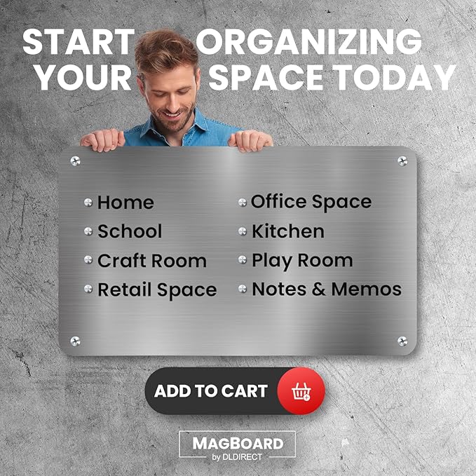 Diamond Life Magnetic Board - Memo & Vision Board for Home, Office, and Classroom - Magnet Board for Kids - Pre-drilled Mounting Screws Included (Silver 24"x48")