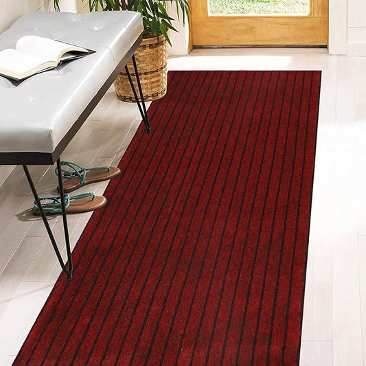 4' x 66' Runner Rugs with Rubber Backing, Indoor Outdoor Utility Carpet Runner Rugs, Stripe Red, Can Be Used as Aisle for The RV and Boat, Laundry Room and Balcony