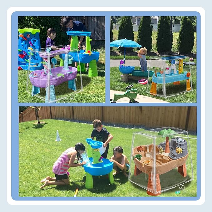 Kids Water Table Cover, Fit Step2 Rain Showers Splash Pond Water Table Waterpark Play Table Outdoor Toys Cover - (Cover Only) Transparent PVC (Transparent)