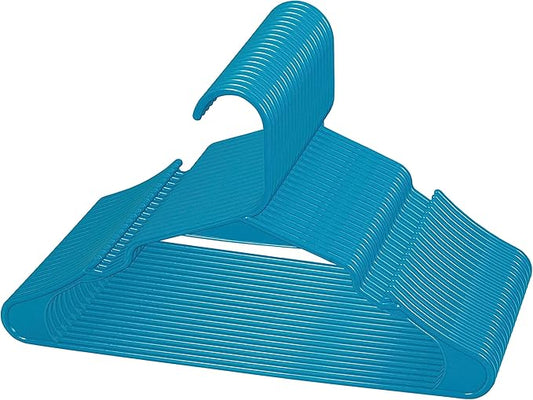 Royale Linens 20 Pack Blue Plastic Hangers for Clothes - Heavy Duty Clothes Hanger for Everyday Use - Lightweight & Space Saving Notched Plastic Hangers
