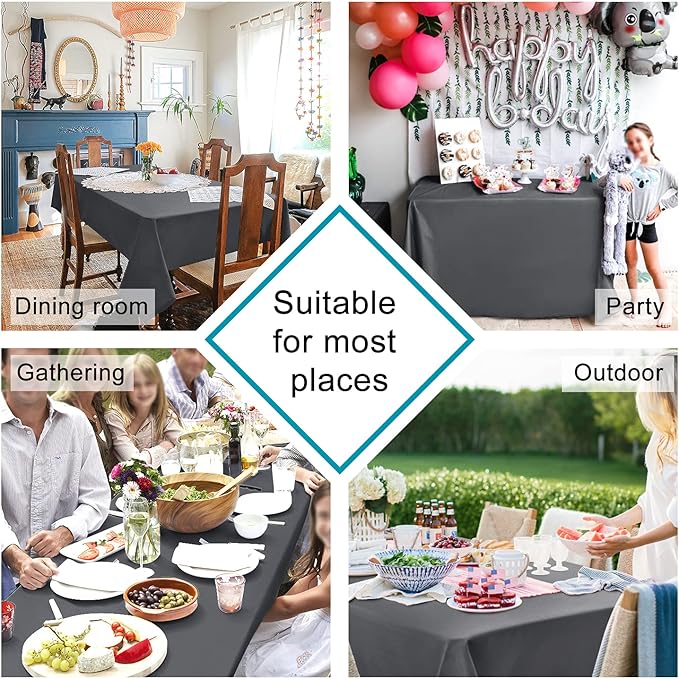 Hiasan Gray Rectangle Tablecloth - Waterproof Spillproof and Wrinkle Resistant Washable Polyester Table Cloth for Dining Party, 90 x 90 inch