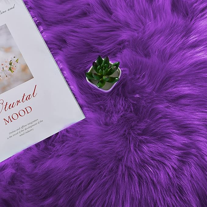 Latepis 8x10 Area Rugs for Living Room Fluffy Bedroom Purple Washable Faux Fur Rug Fuzzy Shag Rug Carpet Floor Plush Room Rug Home Decor Rectangle