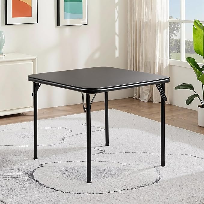 VECELO Kids Folding Activity Card Table, with Ultra Soft Padded Tabletop, 1 Piece, Solid Black