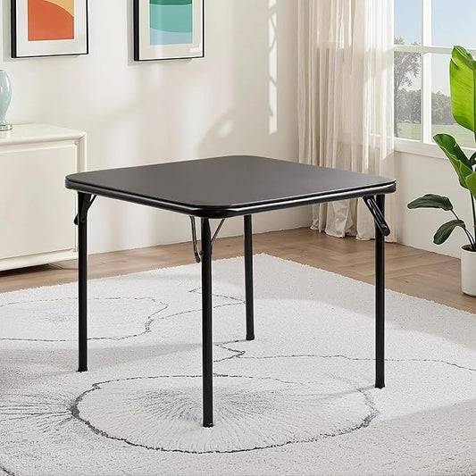 VECELO Kids Folding Activity Card Table, with Ultra Soft Padded Tabletop, 1 Piece, Solid Black