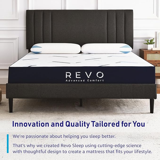 REVO SLEEP Gel Memory Foam Mattress, 8-Inch Queen – Cooling, Supportive Gel Foam Mattress for Pressure Relief and Breathable Comfort – Compact Profile, Big Comfort