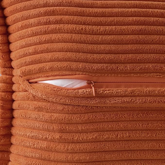 MIULEE Rust Fall Decorative Throw Pillow Covers for Couch Bed Livingroom 18x18 Inch Set of 2 Boho Accent Throw Pllows Broadside Striped Patchwork Soft Corduroy Pillowcases
