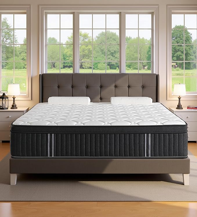 Full Size Mattress,12 Inch Hybrid Full Mattress in a Box with Memory Foam & Individual Pocket Spring for Edge Support,Pressure Relief,Medium Firm.