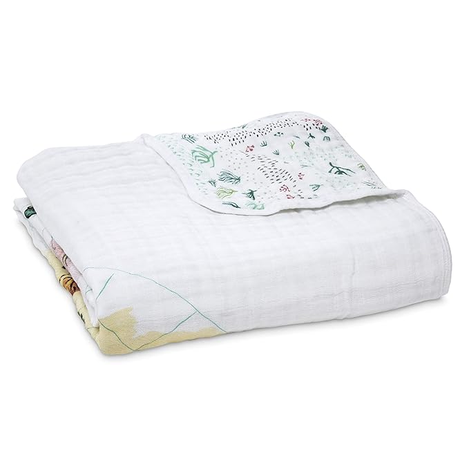 aden + anais 100% Cotton Muslin Baby Blanket Crib Bedding for Newborn Baby and Toddler, Nursery Blanket for Boys and Girls, Baby Registry and Shower Gift - Around The World