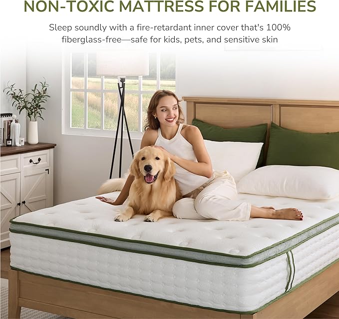King Mattress, 10 Inch King Hybrid Mattress with Individually Pocket Innerspring for Cooling Motion Isolation & Silent Sleep, Pressure Relief, Edge Support,Medium Firm