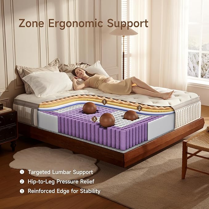 King Mattress, 14 inch King Size Cooling Gel Memory Foam Mattresses for Pressure Relief, Medium Firm Hybrid Mattress in a Box, CertiPUR-US Certified