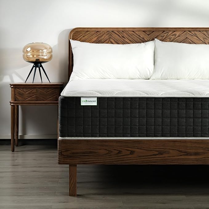 Life Balance Hybrid 10 Inch King Size Mattress, Medium Firm, Supportive Foam & Innerspring Coils, Pressure Relief & Spinal Alignment, Mattress in a Box, Made in USA, CertiPUR-US Certified, CE-10-K