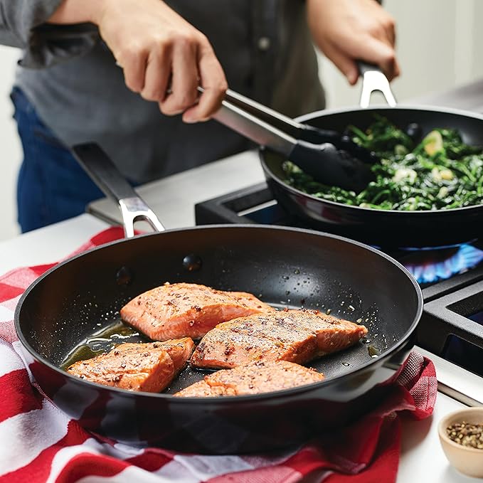 KitchenAid Hard Anodized Nonstick Frying Pans/Skillet Set, 8.25 Inch and 10 Inch, Onyx Black