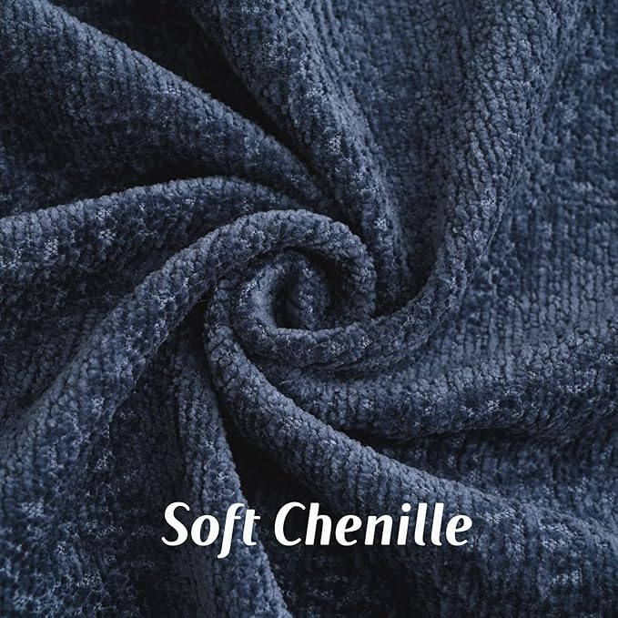 FUTEI Navy Blue Chenille Throw Pillow Covers 20x20 Inch Set of 2,Soft Cozy Bound Edge Design Cushion Case,Home Decor for Couch Bed Living Room