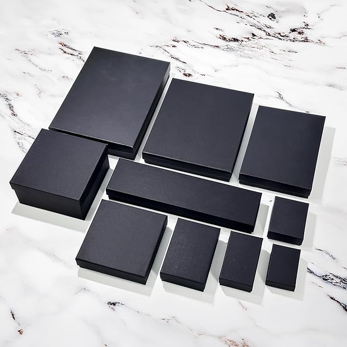 TheDisplayGuys - 25-Pack #34 Cotton Filled Cardboard Paper Jewelry Boxes Gift Case - Matte Black (3.9" x 3.9" x 2.0") - for Shipping or Storage