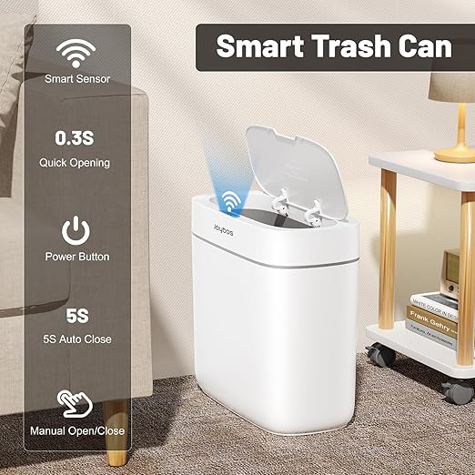 MOPALL Automatic Motion Sensor Bathroom Trash Can with Lid, 3.5 Gallon Touchless Garbage Can,Waterproof Smart Trash Can Small Waste Basket for Kitchen Bedroom Office Bathroom Living Room RV