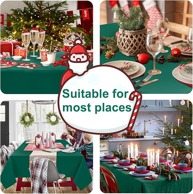 Hiasan Emerald Green Tablecloth for Rectangle Tables - Waterproof Washable Oblong Table Cloth for Dining Kitchen and Outdoor Use, 54 x 108 Inch
