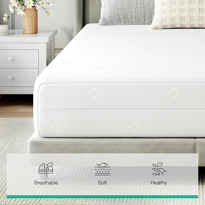 Novilla 10 Inch Queen Mattress,Comfort Foam Mattresses with Air Cutting Design & Breathable Cover for Cooling Night Sleep & Pressure Relief, CertiPUR-US Certified Queen Mattress in a Box,