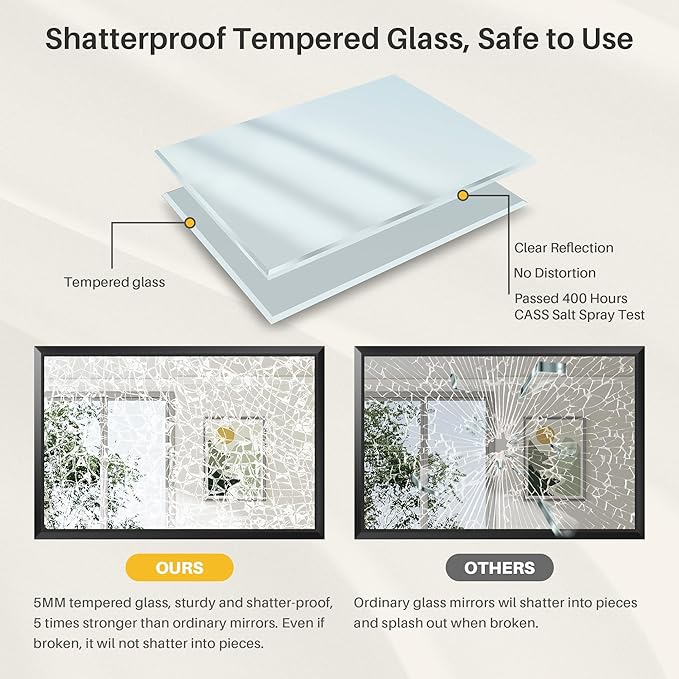 36x30 Inch Black Bathroom Mirror for Wall, Thick Metal Framed Rectangle Mirrors for Over Sink, Bedroom, Living Room, Entryway, Anti-Rust, HD Tempered Glass