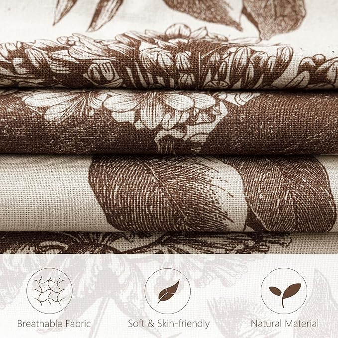 Foindtower Set of 2 Linen Floral Throw Pillow Covers Vintage Accent Print Decorative Cushion Covers Farmhouse Boho Home Decor for Sofa Chair Couch Bedroom Living Room Outdoor,22×22 Inch,Dark Brown