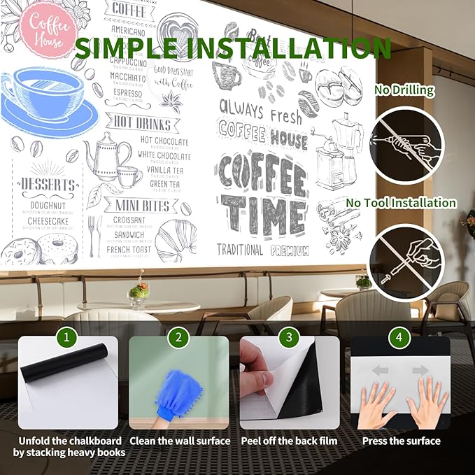 Magnetic Dry Erase Whiteboard Paper 36 x 24 Inch, Self Adhesive White Board Sticker for Wall, Peel and Stick Wallpaper With 50 Magnetic Letters