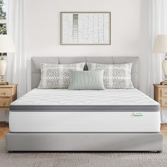 Novilla King Mattress in a Box,10 Inch King Size Mattress with Individually Pocket Innerspring, Pressure Relief & Motion Isolationt, Medium Firm Feel