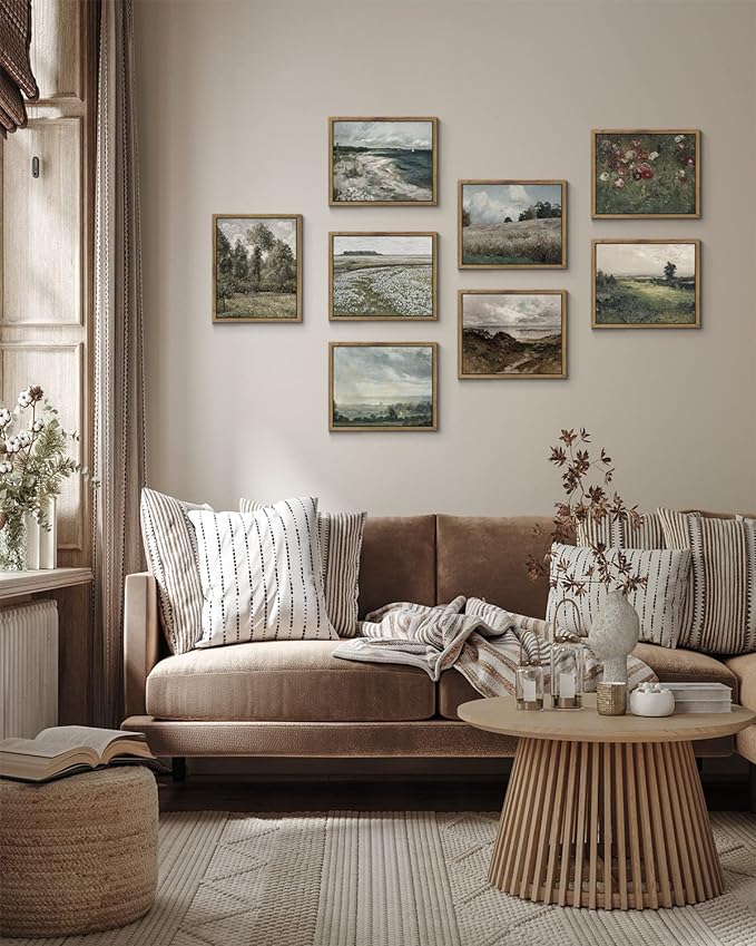 InSimSea Framed Canvas Wall Art Vintage Decor, Room Eclectic Decor, Classical Scenery Painting Canvas Art Wall Decor, Home Office Living Room Bathroom Wall Decor Home Decor, 8"x10"