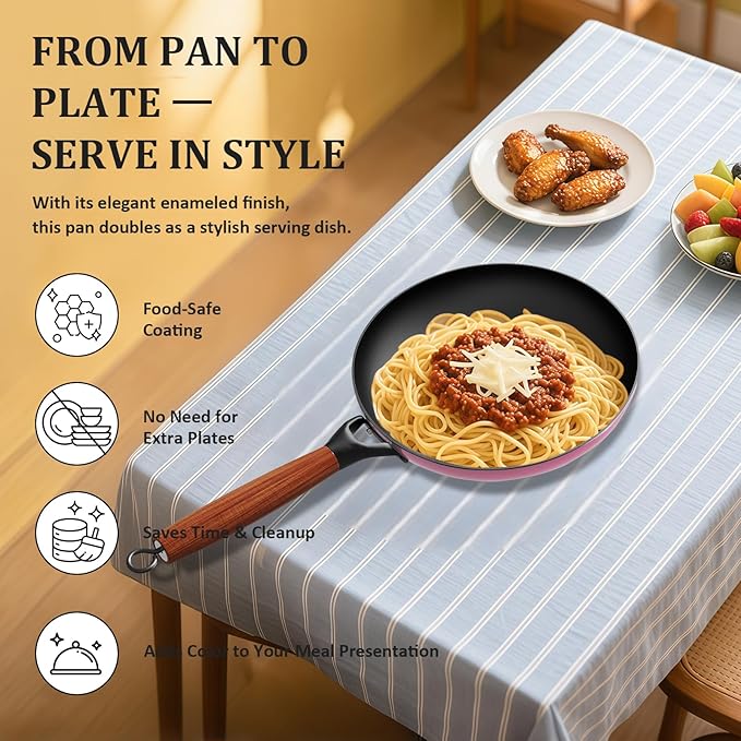 YUTANN Nonstick Frying Pan 12 inch, Ceramic Cast Iron Skillet, Lightweight Pre-seasoned Cast Iron Pan with Detachable Handle, Dishwasher & Oven Safe, Free of PFAS and PFOA