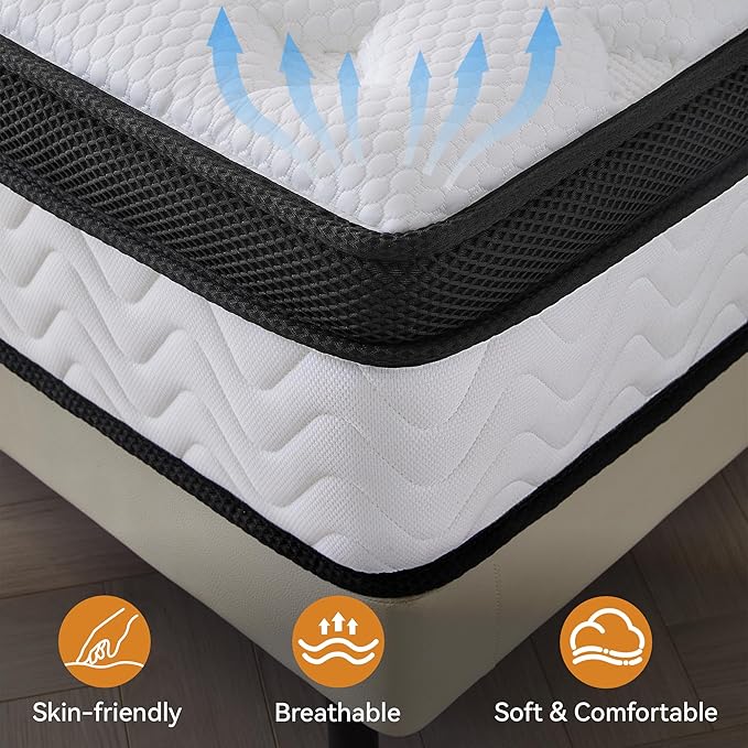 Full Mattress 12 Inch, Full Size Memory Foam Mattress in a Box, Hybrid mattresses with Independent Pocket Coils for Motion Isolation & Silent Sleep, Medium Firm,CertiPUR-US,100 Nights Trial
