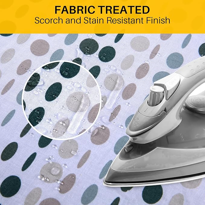 BNDX Extra-Wide Ironing Board Cover - Standard Size 18x49, Extra Thick and Durable Padding,Full Size-Heat and Stain-Resistant, Upgrade Drawstring Tightening - Easy Installation