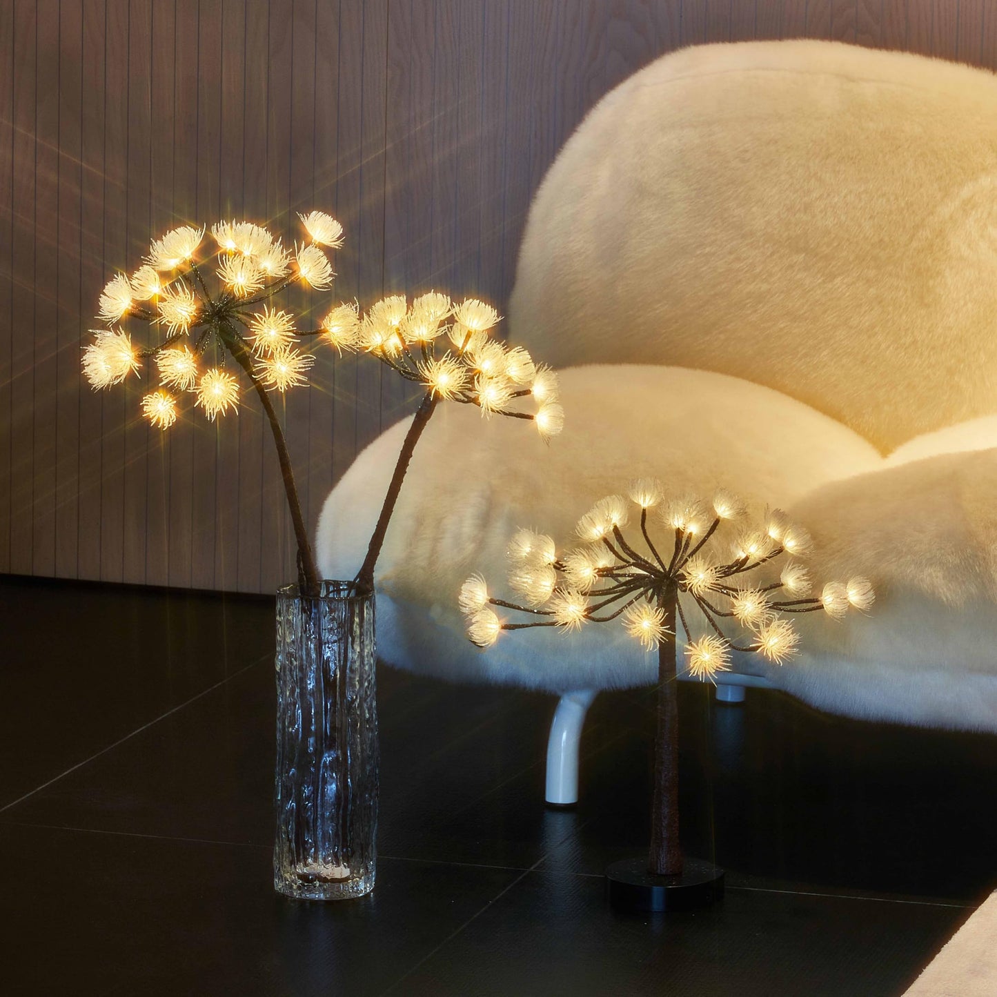 Hairui Lighted Tabletop Tree with Timer 18IN, Faux Hogweed Tree with Lights Battery Operated and USB Plug in for Room Fireplace Table Thanksgiving Christmas Decoration Inside