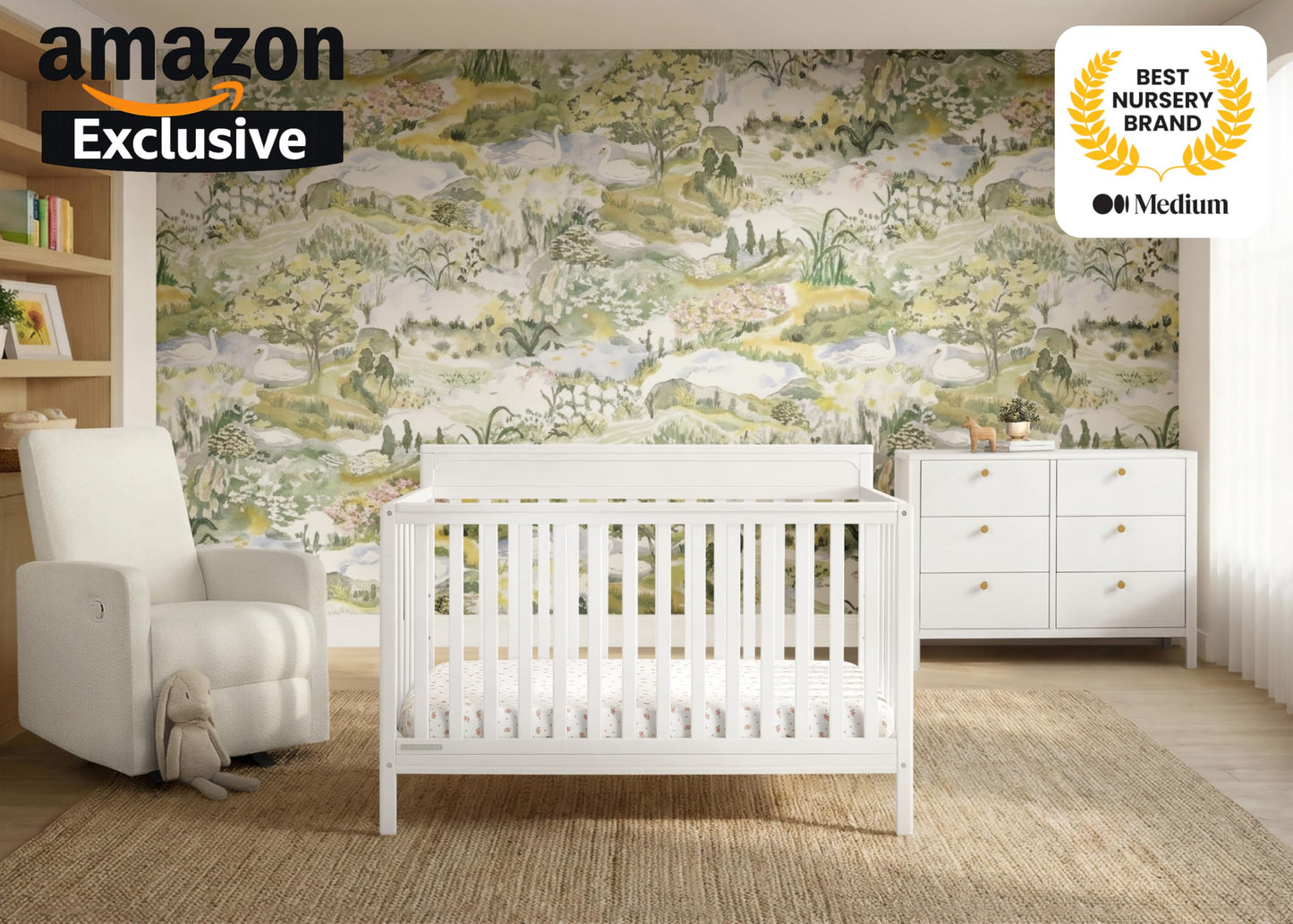 Delta Children Isabelle 6-in-1 Convertible Crib, Converts to Toddler Bed, Daybed, Sofa & Full Bed with/Without Footbaord, Greenguard Gold Certified, Mattress Heights, Bianca White