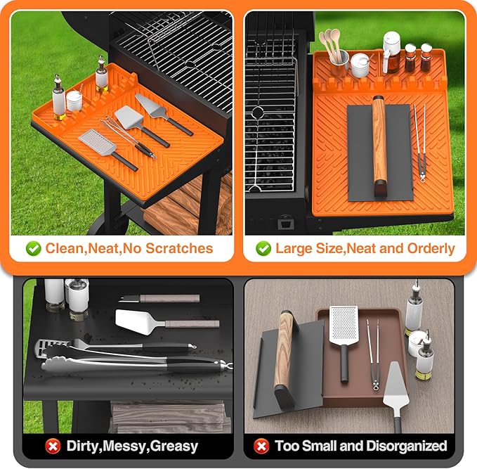 Blackstone Silicone Griddle Tools - Spatula Mat with Drip Pad, Grill Utensil Holder, Side Shelf Mat for Kitchen, Cooking, Countertop, Griddle Accessories - 1 PACK