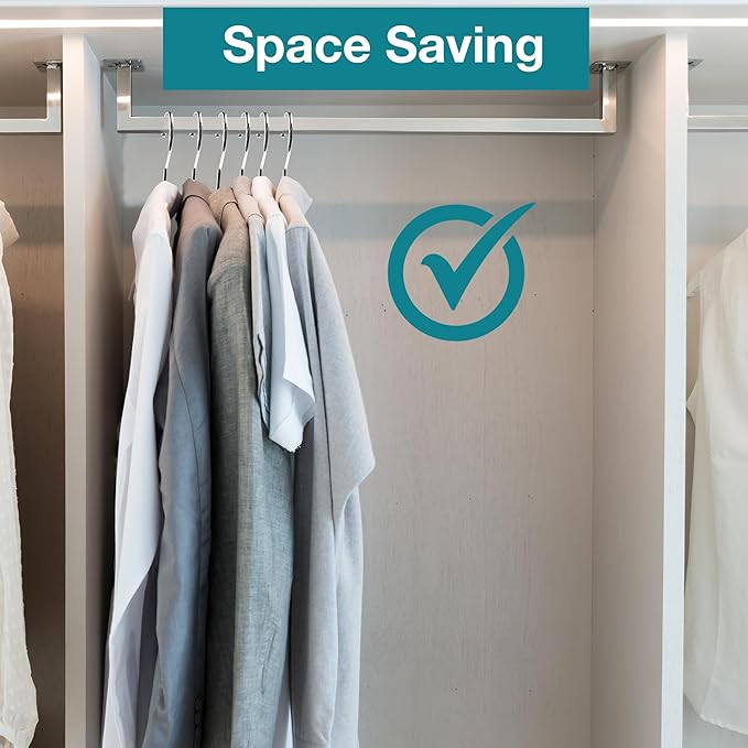 Luxurious Hanger Set Heavy Duty Metal Hangers with Unique Hook Design Durable & Sturdy Coat Hangers 4mm Thick Withstands 25lbs Weight Smooth Finish Compact Shirt Hangers - 10 Pack Chrome